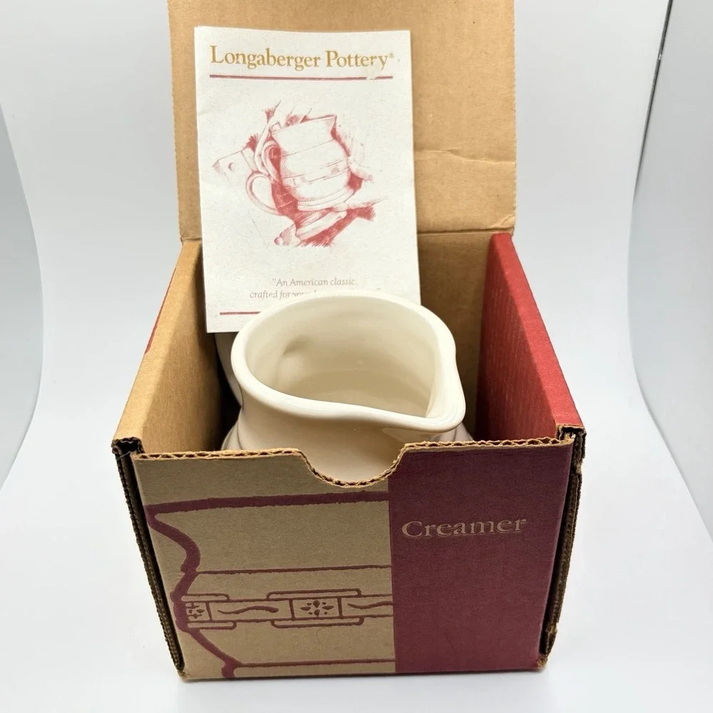 Vintage‎ Longaberger Pottery Woven Traditions Classic Blue Creamer NOS